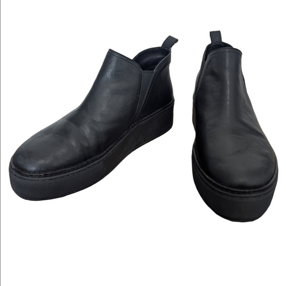 J Slides Shoes - J/SLIDES Mika Solid Black Ankle Boot Platform Slip-Ons